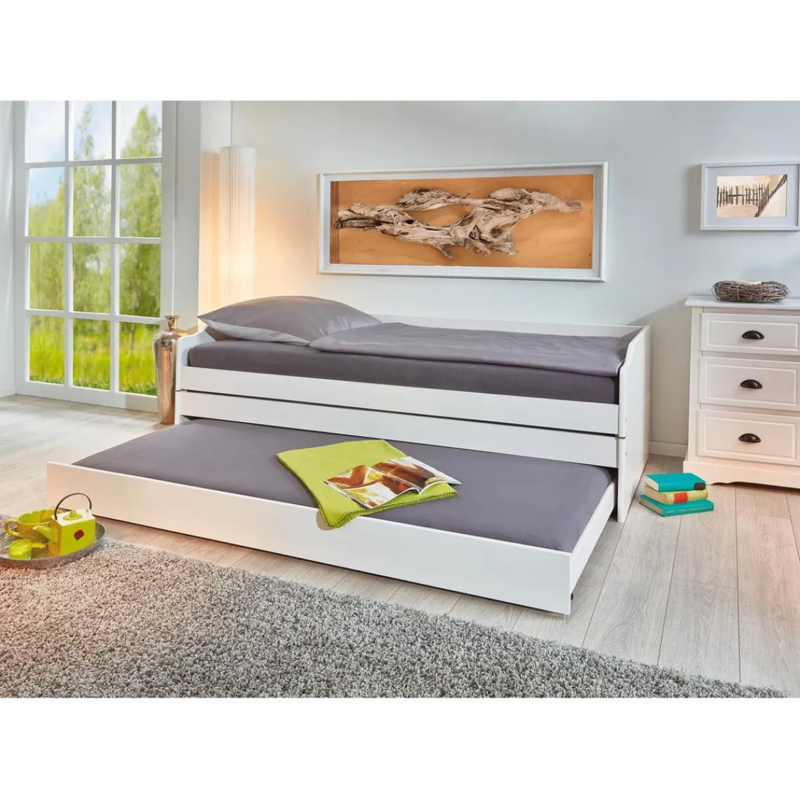 3S. x Home Lit multifonction 90x200 LORA Blanc