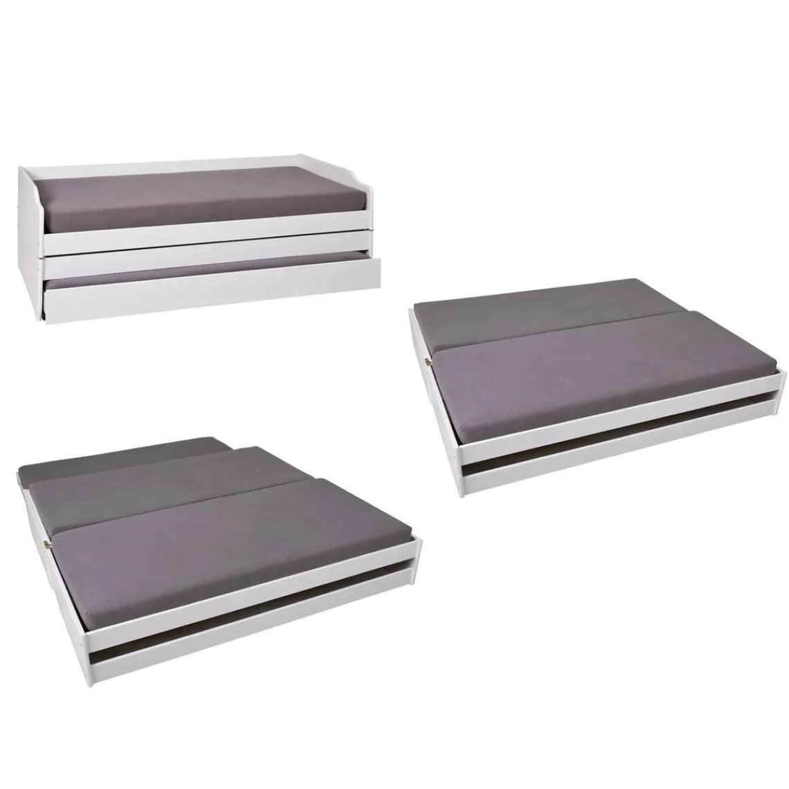 3S. x Home Lit multifonction 90x200 LORA Blanc