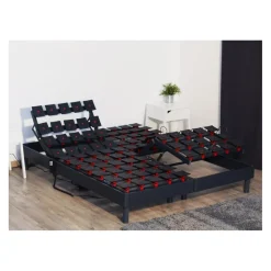 Selenia Lit Relaxation 100% Latex 5 Zones + Sommier Gris Anthractite Tous Plots Avec Réglage Fermeté Hot