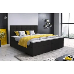 3S. x Home Lit-Coffre Avec Matelas Et Sur-Matelas ROVINKA 180cm Simili Noir Outlet