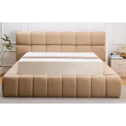 3S. x Home Lit-coffre complet avec rebords matelassés Challow Tissu Beige Best