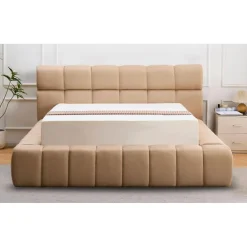 3S. x Home Lit-coffre complet avec rebords matelassés Tissu Beige Challow Sale