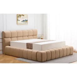 3S. x Home Lit-coffre complet avec rebords matelassés Tissu Beige Challow Sale