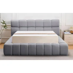 3S. x Home Lit-coffre complet avec rebords matelassés Tissu Gris foncé Challow