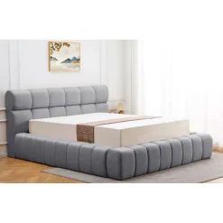 3S. x Home Lit-coffre complet avec rebords matelassés Tissu Gris foncé Challow