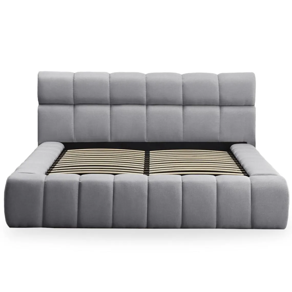 3S. x Home Lit-coffre complet avec rebords matelassés Tissu Gris foncé Challow