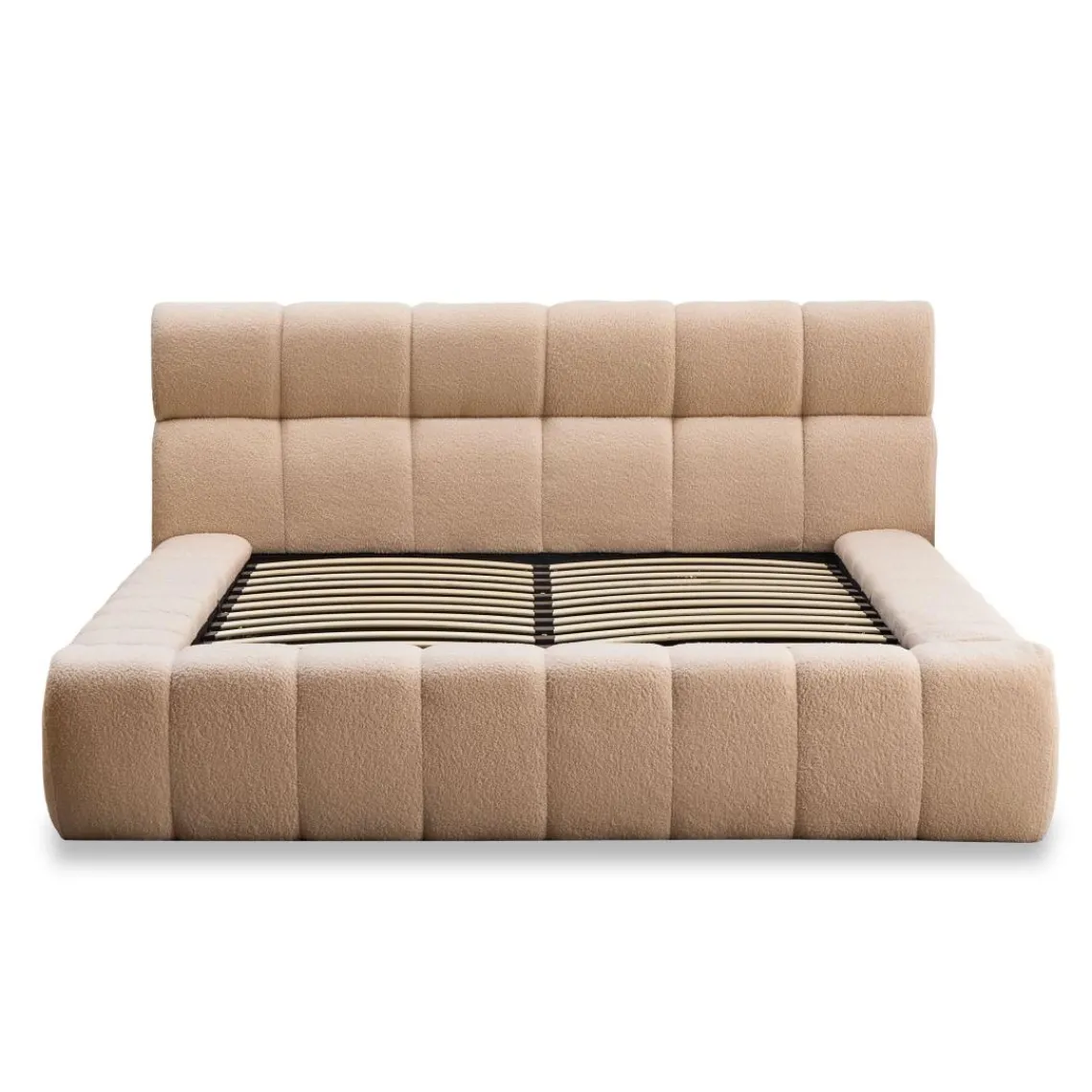 3S. x Home Lit-coffre complet avec rebords matelassés Tissu Bouclette Beige Challow