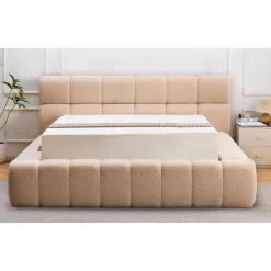 3S. x Home Lit-coffre complet avec rebords matelassés Tissu Bouclette Beige Challow