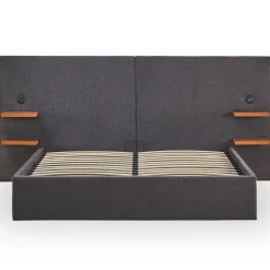 3S. x Home Lit-coffre complet avec tablettes et ports USB intégrés Lukas Tissu Gris Clearance