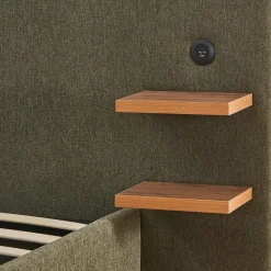 3S. x Home Lit-coffre complet avec tablettes et ports USB intégrés Lukas Tissu Vert New