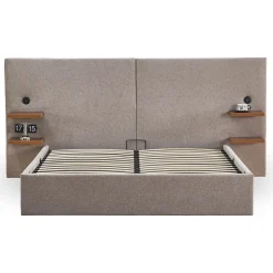 3S. x Home Lit-coffre complet avec tablettes et ports USB intégrés Lukas Tissu Taupe clair Best