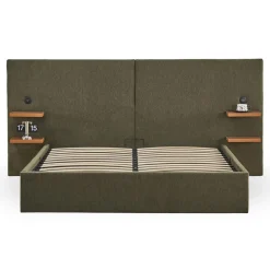 3S. x Home Lit-coffre complet avec tablettes et ports USB intégrés Lukas Tissu Vert