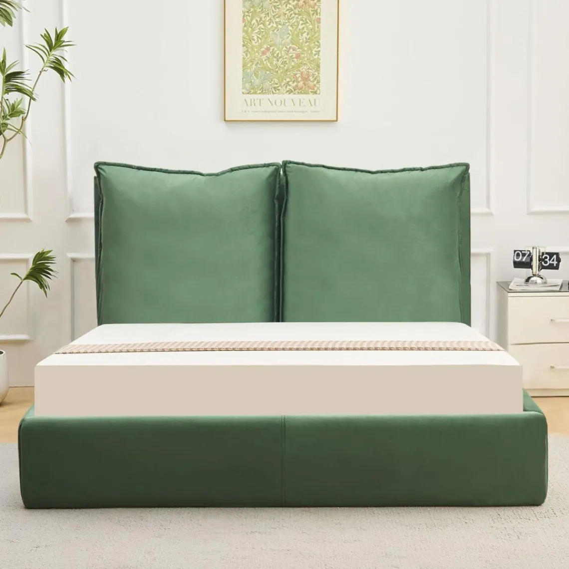 3S. x Home Lit-coffre Coussino sommier relevable Velours Clearance