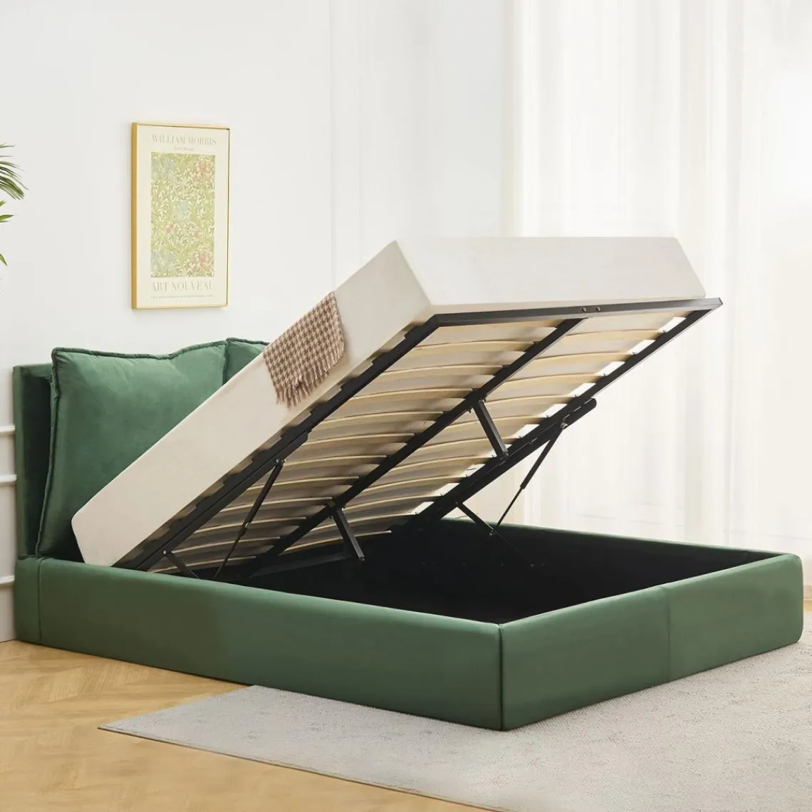 3S. x Home Lit-coffre Coussino sommier relevable Velours Clearance