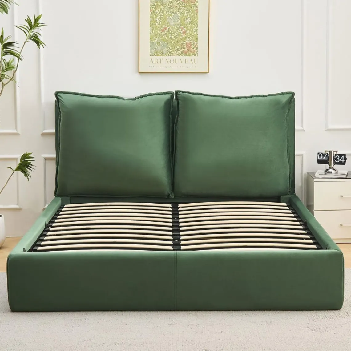 3S. x Home Lit-coffre Coussino sommier relevable Velours Clearance