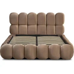 3S. x Home Lit-coffre design boule Bilbola avec sommier relevable Velours Taupe Online