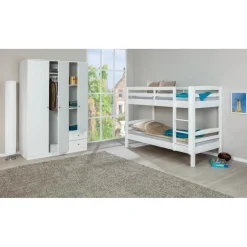 3S. x Home Lits superposés Sécables Blanc en Pin massif ADLEI New