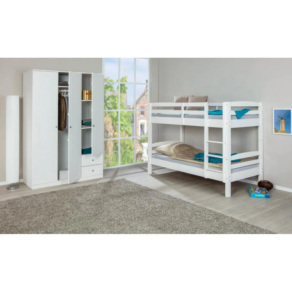 3S. x Home Lits superposés Sécables Blanc en Pin massif ADLEI New