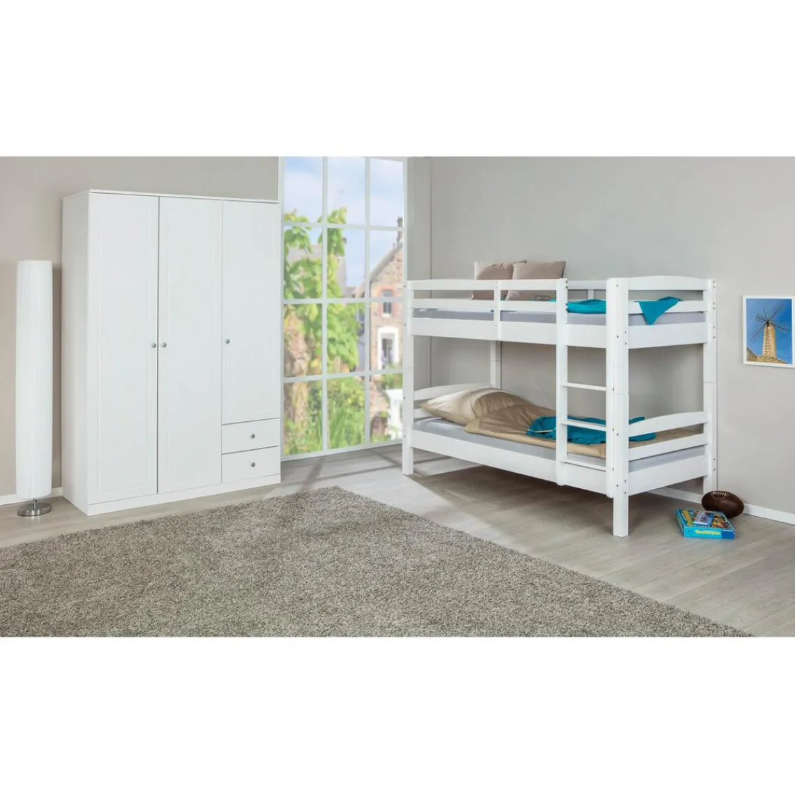 3S. x Home Lits superposés Sécables Blanc en Pin massif ADLEI New