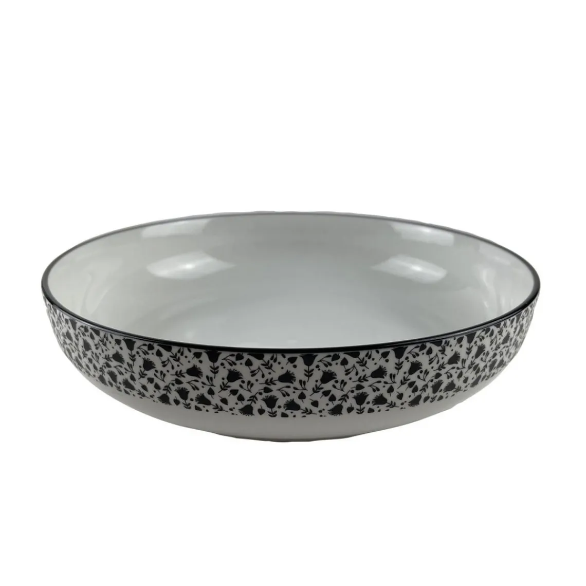 Becquet Lot de 4 assiettes creuses céramique BLACK FLOWERS Discount