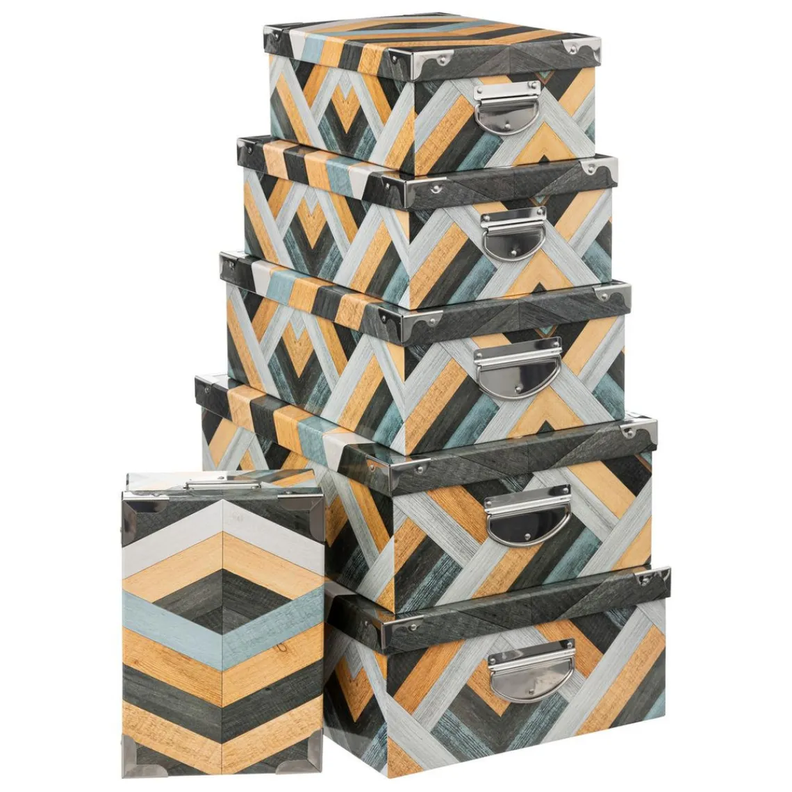 3S. x Home lot de 6 boites MARQUETERIE Gris