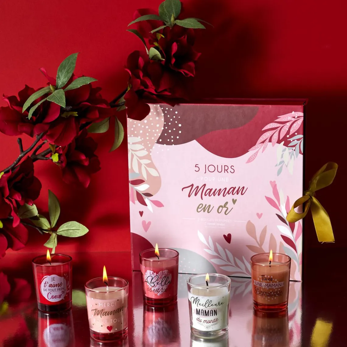 3S. x Home Lot de 5 Bougies Parfumées Calendrier Maman en verre Clearance