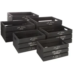 3S. x Home Lot de 6 caisses cagettes factory noires Gris Hot