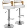 3S. x Home Lot de 2 chaises de bar Chêne Clair & Simili Blanc CAPRI Clearance