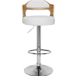 3S. x Home Lot de 2 chaises de bar Chêne Clair & Simili Blanc CAPRI Clearance