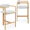 3S. x Home Lot de 2 chaises de bar design Galilea Métal Effet bois clair et Tissu Beige Clearance