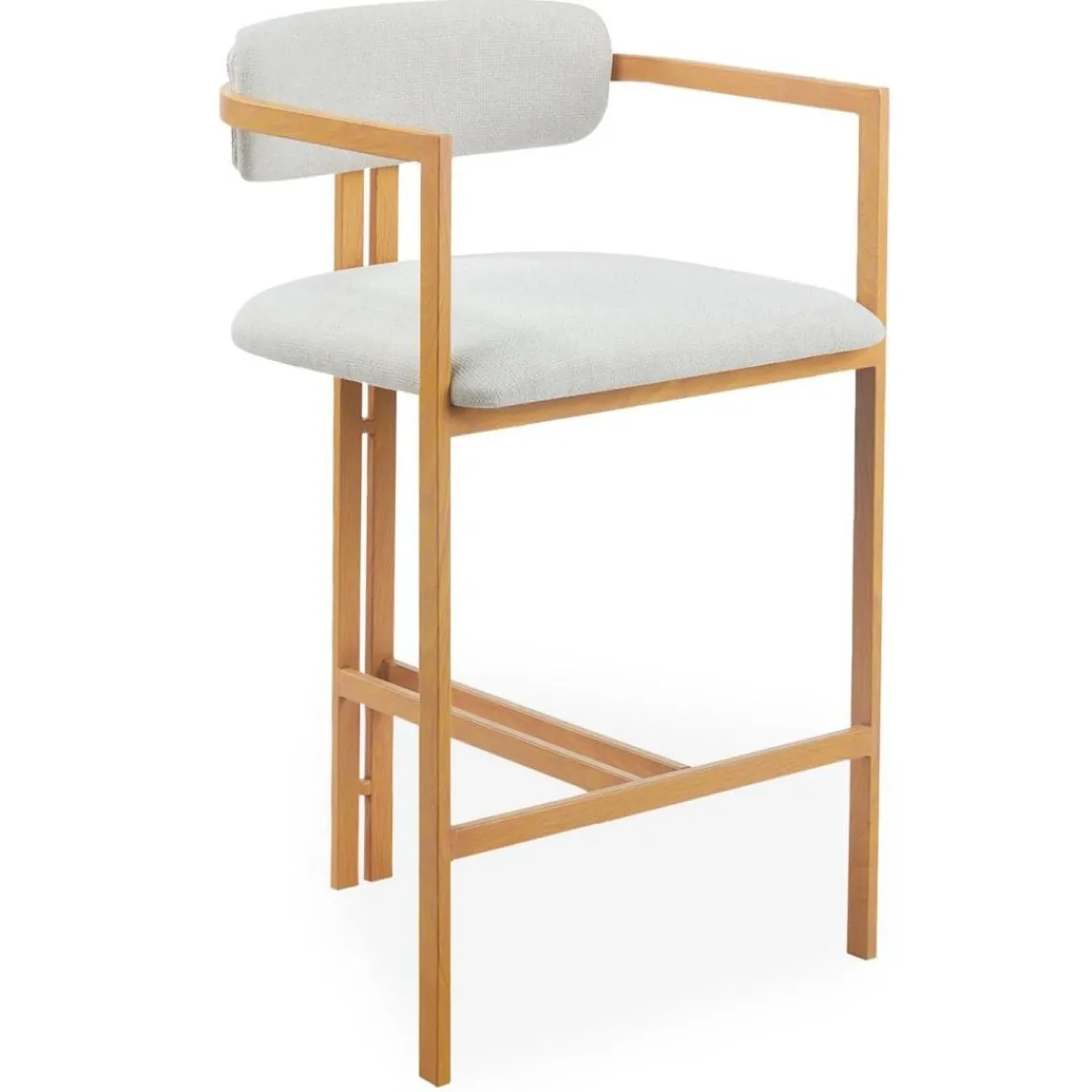 3S. x Home Lot de 2 chaises de bar design Galilea Métal Effet bois clair et Tissu Beige Clearance