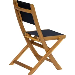 Nordlys Lot de 2 chaises de jardin en acacia massif et textilene Noir Clearance