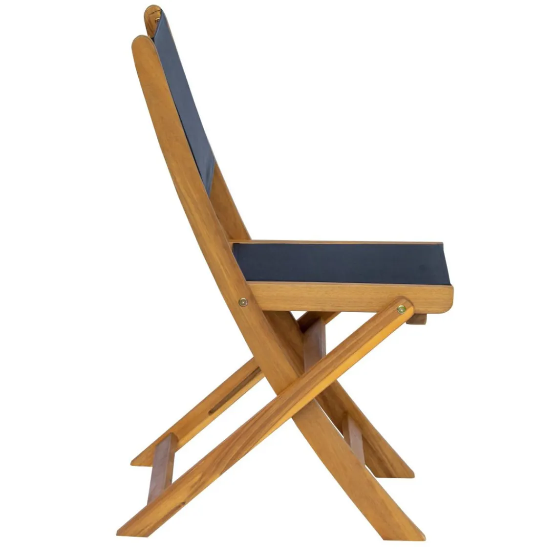 Nordlys Lot de 2 chaises de jardin en acacia massif et textilene Noir Clearance