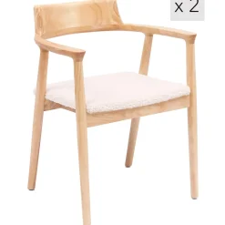 Nordlys Lot de 2 Chaises de Salle a Manger Scandinave en Bois Massif CORDOBA - Blanc Discount
