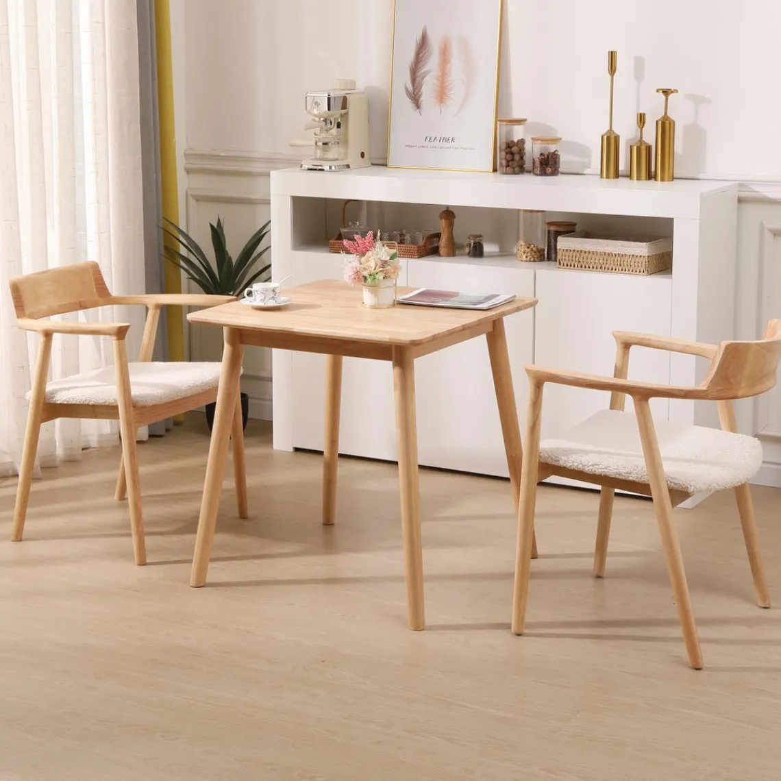 Nordlys Lot de 2 Chaises de Salle a Manger Scandinave en Bois Massif CORDOBA - Blanc Discount