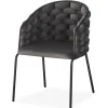3S. x Home Lot de 6 chaises design au dossier arrondi style maillage Tricotane Velours Gris et Métal Noir Discount