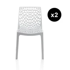 3S. x Home Lot De 2 Chaises Design Blanche GRUYER Clearance