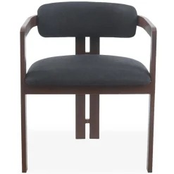 3S. x Home Lot de 2 chaises design Galilea Métal Effet bois foncé et Tissu Anthracite Outlet