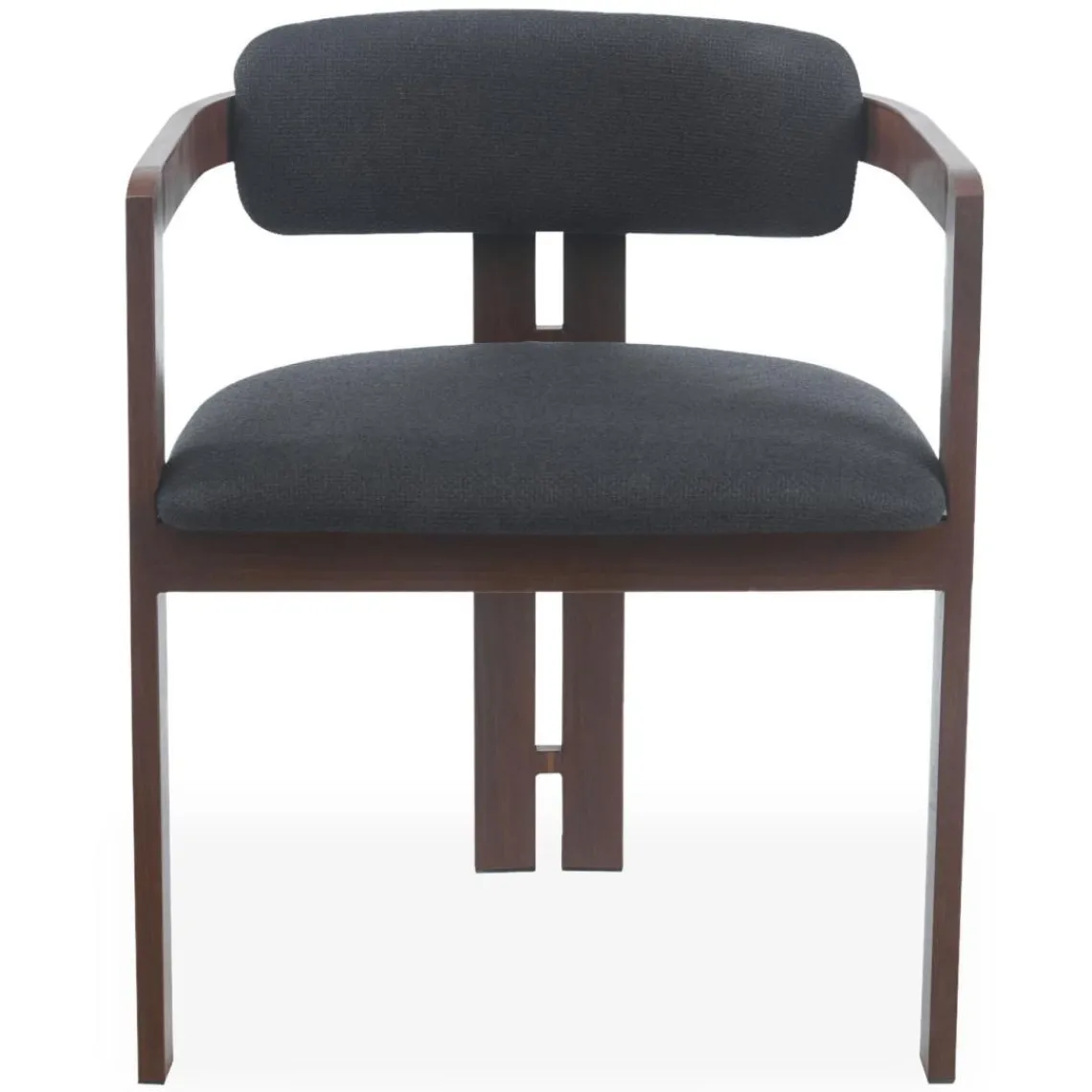 3S. x Home Lot de 2 chaises design Galilea Métal Effet bois foncé et Tissu Anthracite Outlet