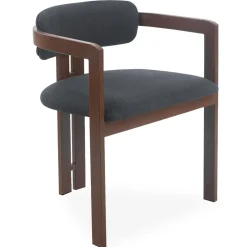 3S. x Home Lot de 2 chaises design Galilea Métal Effet bois foncé et Tissu Anthracite Outlet