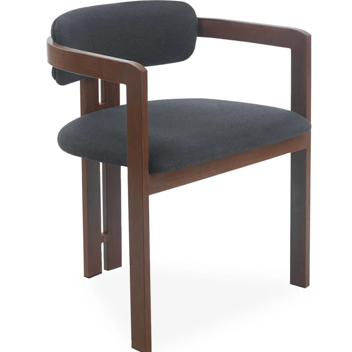 3S. x Home Lot de 2 chaises design Galilea Métal Effet bois foncé et Tissu Anthracite Outlet