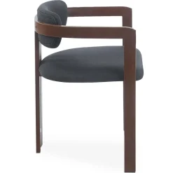 3S. x Home Lot de 2 chaises design Galilea Métal Effet bois foncé et Tissu Anthracite Outlet