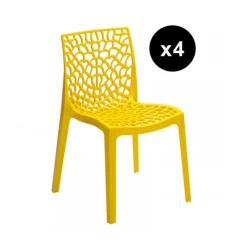 3S. x Home Lot De 4 Chaises Design Jaune GRUYER Sale