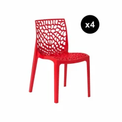 3S. x Home Lot De 4 Chaises Design Rouge GRUYER Clearance