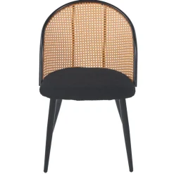 3S. x Home Lot de 2 chaises design Showan avec cannage Rotin et Tissu bouclette Noir Clearance