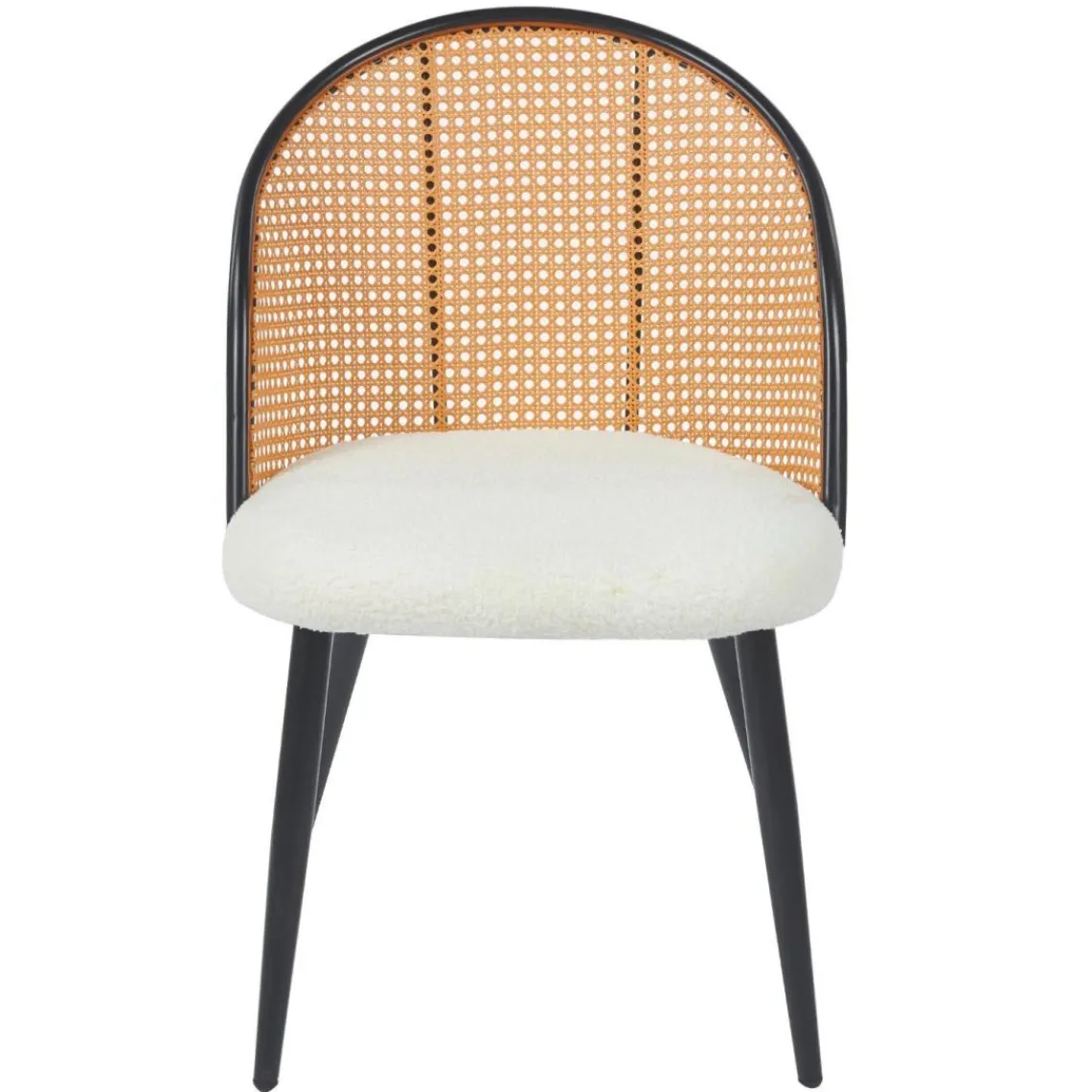 3S. x Home Lot de 2 chaises design Showan avec cannage Rotin et Tissu bouclette Crème Discount