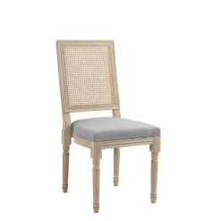 3S. x Home Lot de 2 chaises en bois massif et en tissu Gris Foncé Hot
