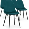 3S. x Home Lot de 4 chaises Gao Velours Vert Hot