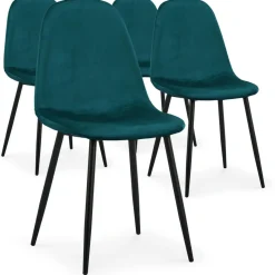 3S. x Home Lot de 4 chaises Gao Velours Vert Hot