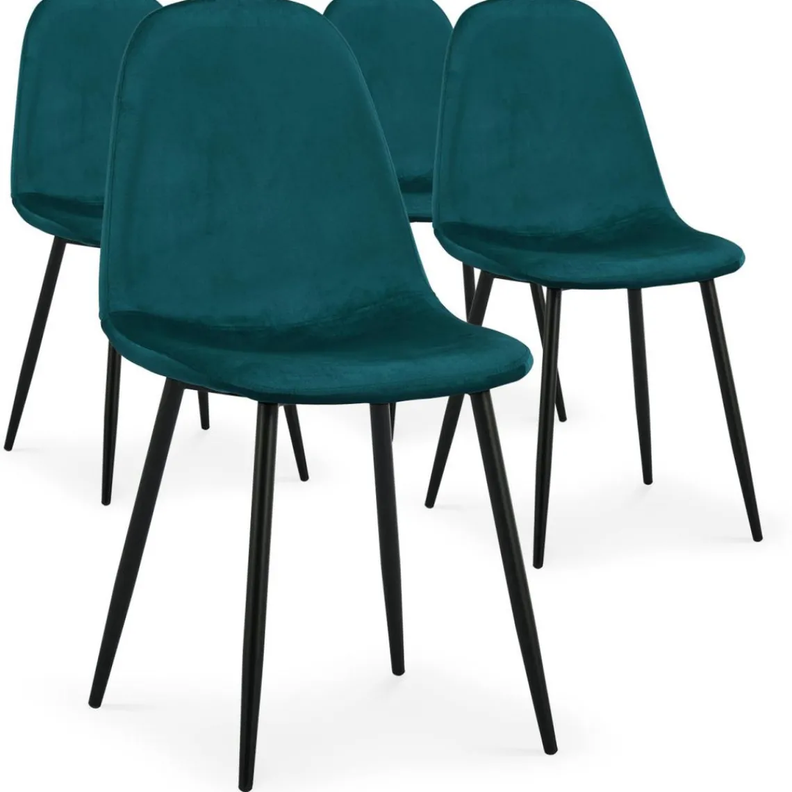 3S. x Home Lot de 4 chaises Gao Velours Vert Hot